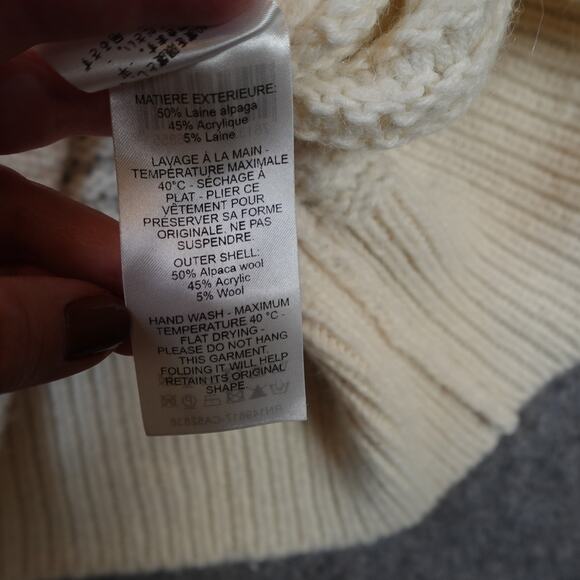 See by Chloe Sweater Womens Medium Alpaca Knit Crew Neck Balloon Sleeve Ivory - Picture 4 of 10